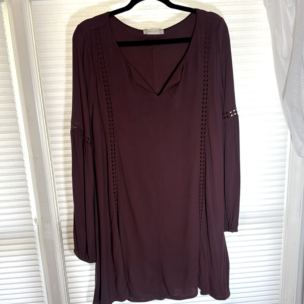 Altar’d State Elegant Plum Long Sleeve Dress